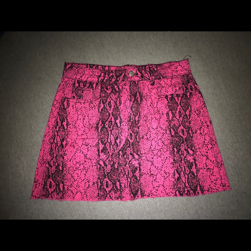 Pink snake skin mini skirt